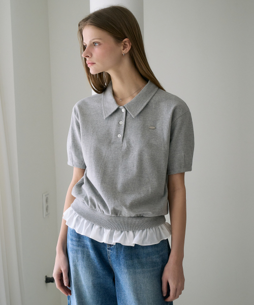 DEHEVE（デヘヴェ）の「Frill Layered Collar T-Shirt [Gray]（Tシャツ/カットソー・レディース・アッシュグレー・OS）」の10枚目の写真