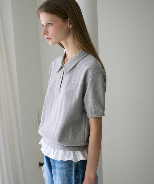 DEHEVE（デヘヴェ）の「Frill Layered Collar T-Shirt [Gray]（Tシャツ/カットソー・レディース・アッシュグレー・OS）」の9枚目の写真