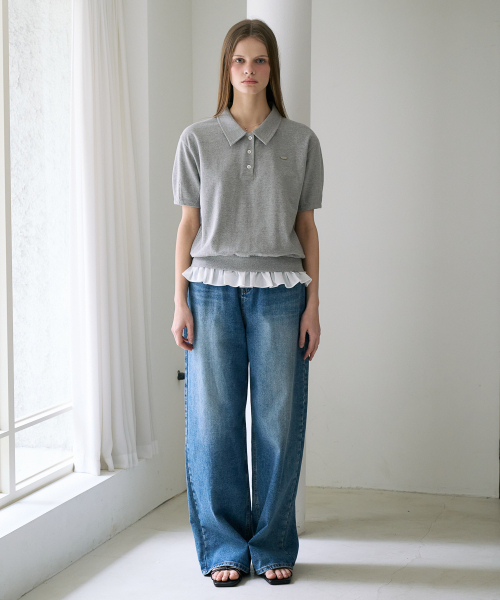 DEHEVE（デヘヴェ）の「Frill Layered Collar T-Shirt [Gray]（Tシャツ/カットソー・レディース・アッシュグレー・OS）」の6枚目の写真