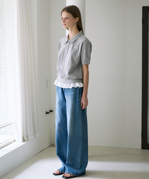 DEHEVE（デヘヴェ）の「Frill Layered Collar T-Shirt [Gray]（Tシャツ/カットソー・レディース・アッシュグレー・OS）」の5枚目の写真