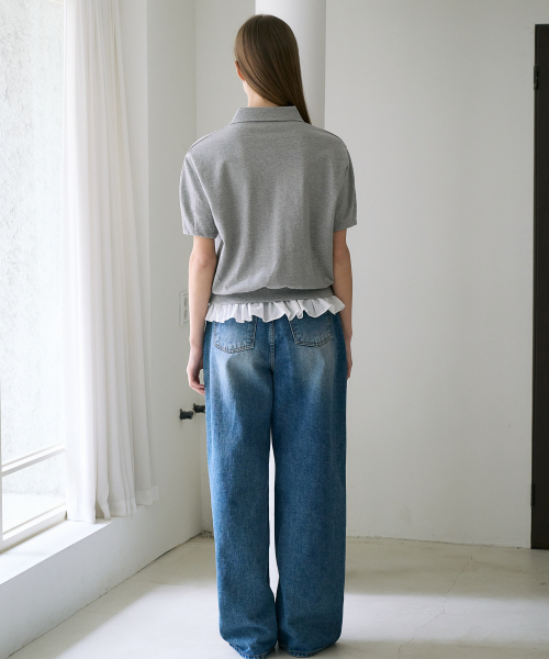 DEHEVE（デヘヴェ）の「Frill Layered Collar T-Shirt [Gray]（Tシャツ/カットソー・レディース・アッシュグレー・OS）」の4枚目の写真