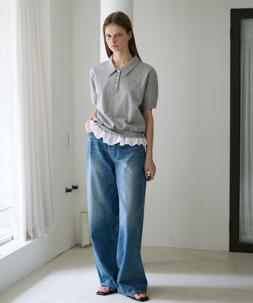DEHEVE（デヘヴェ）の「Frill Layered Collar T-Shirt [Gray]（Tシャツ/カットソー・レディース・アッシュグレー・OS）」の3枚目の写真