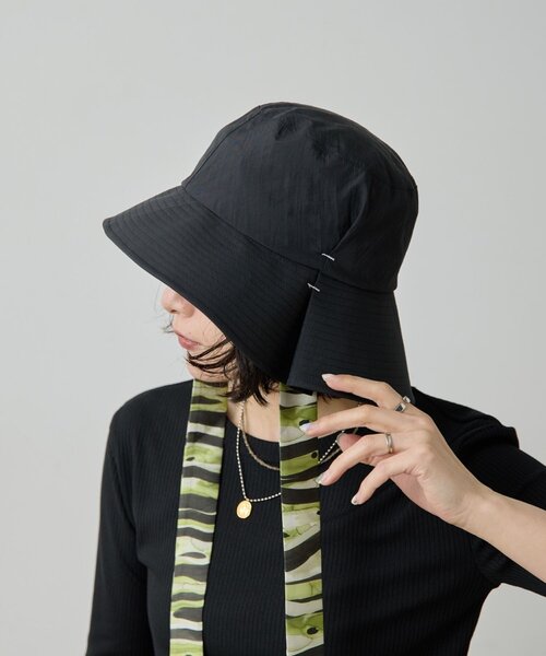 ear PAPILLONNER(イアパピヨネ)の「柄紐付きハット【SUM1 STYLE】(ハット・レディース・ブラック/カーキ・FREE)」の4枚目の写真