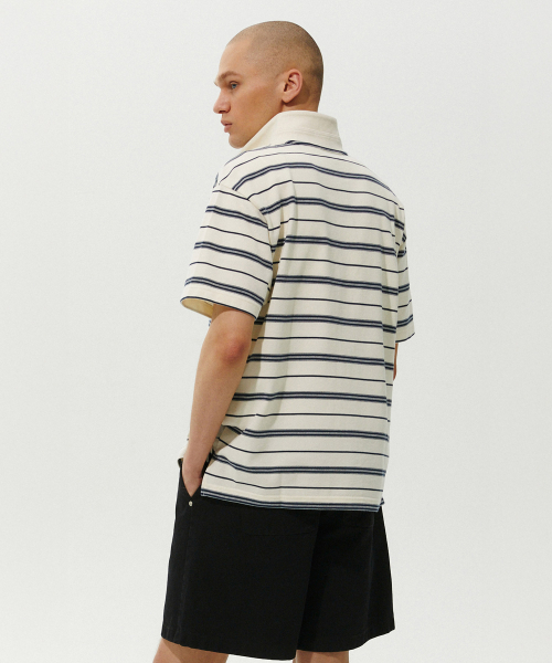 PLAC（プラック）の「配色カラー半袖Tシャツ2色（Tシャツ/カットソー・メンズ・アイボリー/ネイビー・MEDIUM/LARGE）」の9枚目の写真
