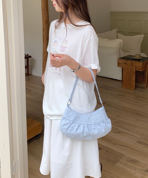 Chiina(チーナ)の「【Chiina】ムーンドットギャザーハンドバッグ(ハンドバッグ・レディース・ライトパープル/ブラック/ホワイト/ライトブルー・FREE)」の15枚目の写真