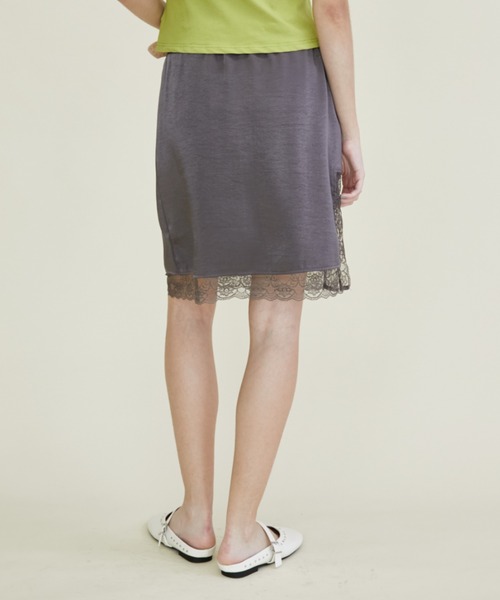 Rohwel(ローウェル)の「Satin Lace Midi Skirt / サテンレースミディスカート(スカート・レディース・ホワイト/チャコールグレー・FREE)」の10枚目の写真