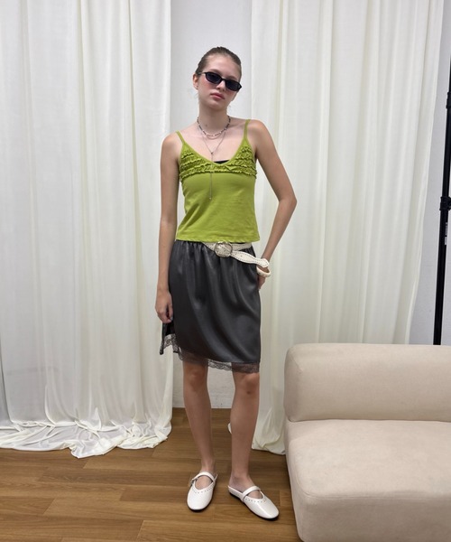 Rohwel(ローウェル)の「Satin Lace Midi Skirt / サテンレースミディスカート(スカート・レディース・ホワイト/チャコールグレー・FREE)」の17枚目の写真