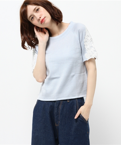 earth music&ecology（アースミュージックアンドエコロジー）の「【2016Summer】モチーフレースプルオーバー（ニット/セーター・レディース・LT.Gray/サックスブルー/ネイビー/アイボリー・FREE）」の16枚目の写真