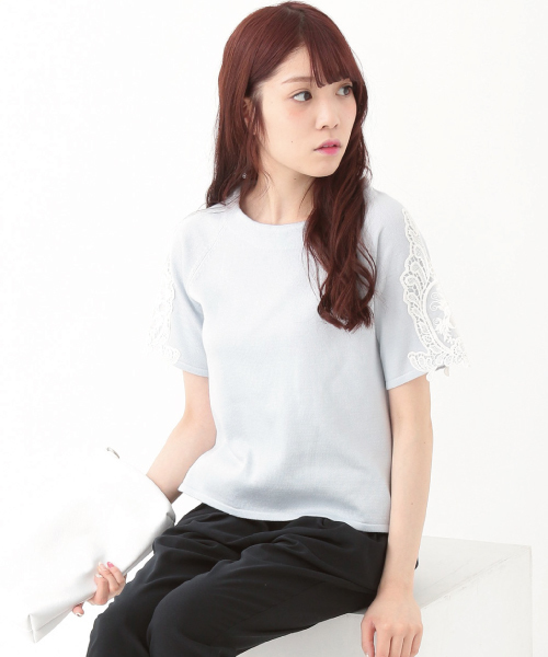 earth music&ecology（アースミュージックアンドエコロジー）の「【2016Summer】モチーフレースプルオーバー（ニット/セーター・レディース・LT.Gray/サックスブルー/ネイビー/アイボリー・FREE）」の12枚目の写真