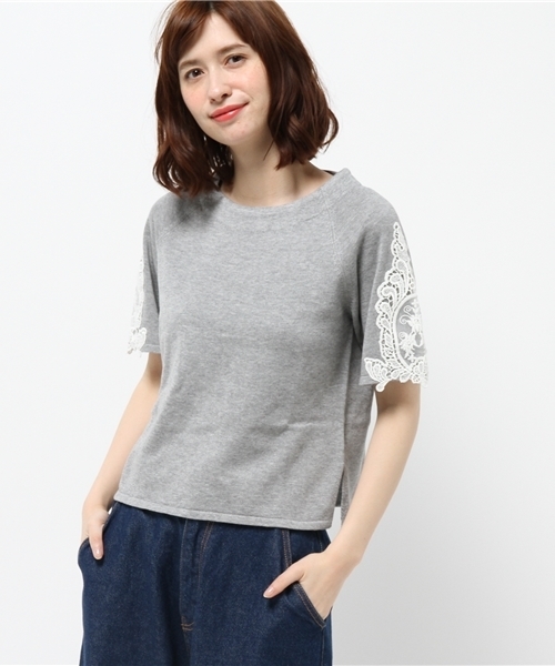 earth music&ecology（アースミュージックアンドエコロジー）の「【2016Summer】モチーフレースプルオーバー（ニット/セーター・レディース・LT.Gray/サックスブルー/ネイビー/アイボリー・FREE）」の13枚目の写真