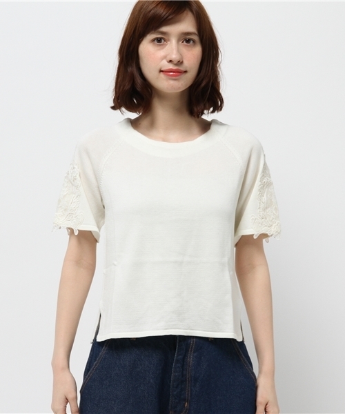 earth music&ecology（アースミュージックアンドエコロジー）の「【2016Summer】モチーフレースプルオーバー（ニット/セーター・レディース・LT.Gray/サックスブルー/ネイビー/アイボリー・FREE）」の11枚目の写真