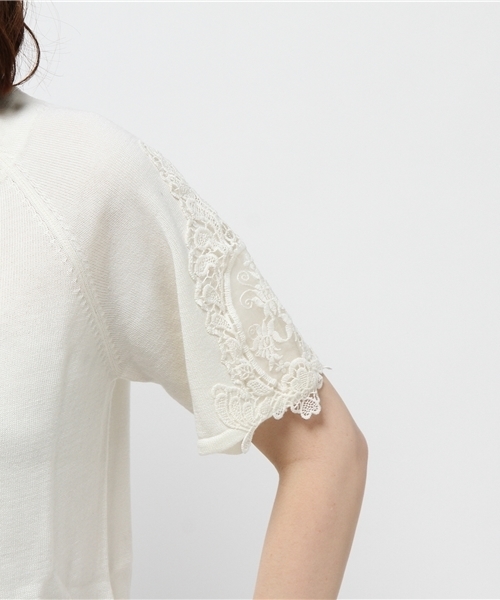 earth music&ecology（アースミュージックアンドエコロジー）の「【2016Summer】モチーフレースプルオーバー（ニット/セーター・レディース・LT.Gray/サックスブルー/ネイビー/アイボリー・FREE）」の7枚目の写真