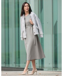 スポンジWクロス・ベルト付きワンピース