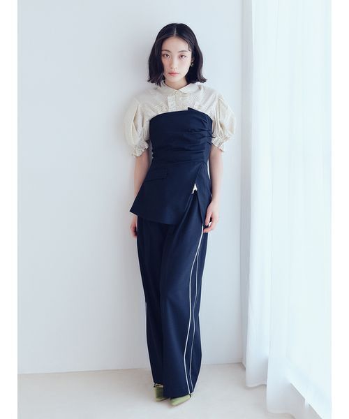 LILY BROWN（リリーブラウン）の「フリルレースアップブラウス（シャツ