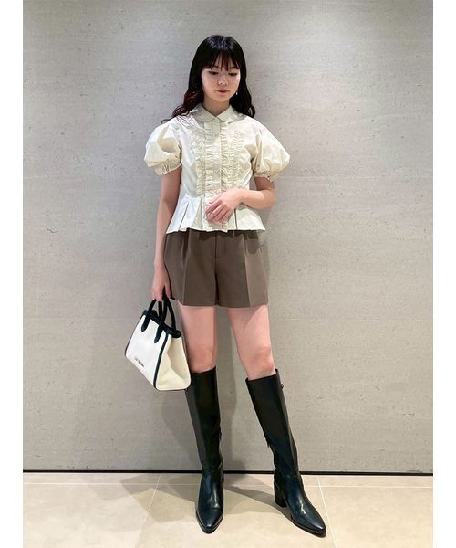 LILY BROWN（リリーブラウン）の「フリルレースアップブラウス（シャツ