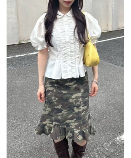 LILY BROWN（リリーブラウン）の「フリルレースアップブラウス（シャツ