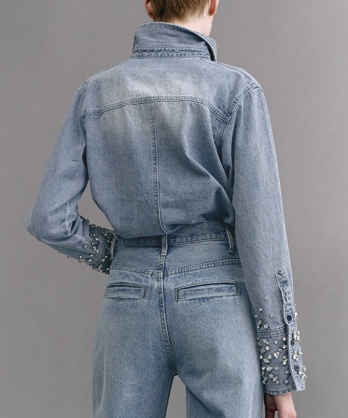 JENNE(ジェンヌ)の「手刺繍ビジューデニムブラウス(シャツ/ブラウス・レディース・ブルー・SMALL/LARGE/MEDIUM)」の11枚目の写真