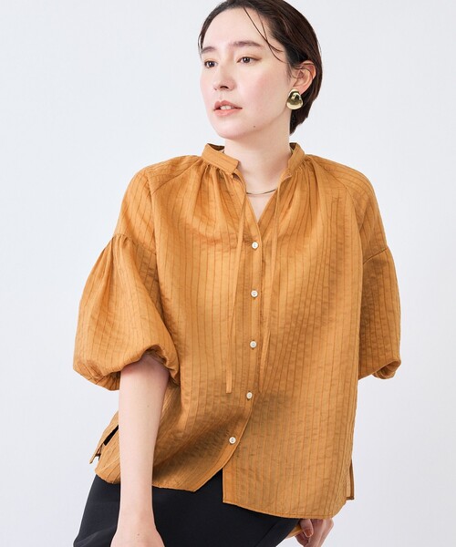 NOLLEY’S(ノーリーズ)の「ウォッシャブルモールストライプブラウス(シャツ/ブラウス・レディース・ブラック/ホワイト/ブラウン系その他2・38)」の3枚目の写真