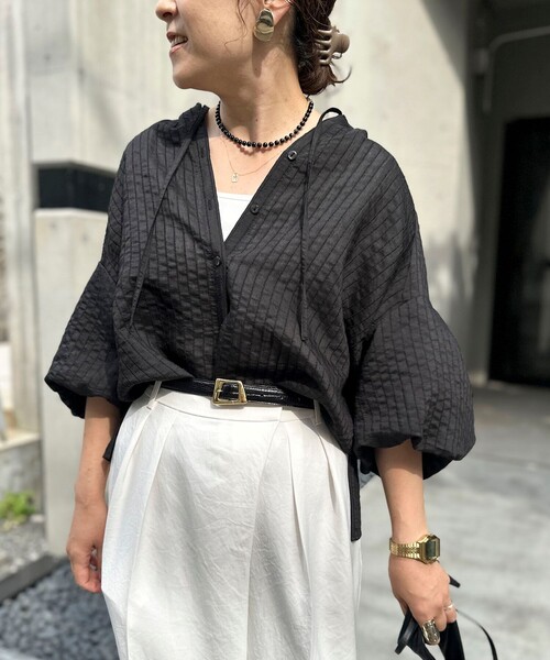 NOLLEY’S(ノーリーズ)の「ウォッシャブルモールストライプブラウス(シャツ/ブラウス・レディース・ブラック/ホワイト/ブラウン系その他2・38)」の8枚目の写真