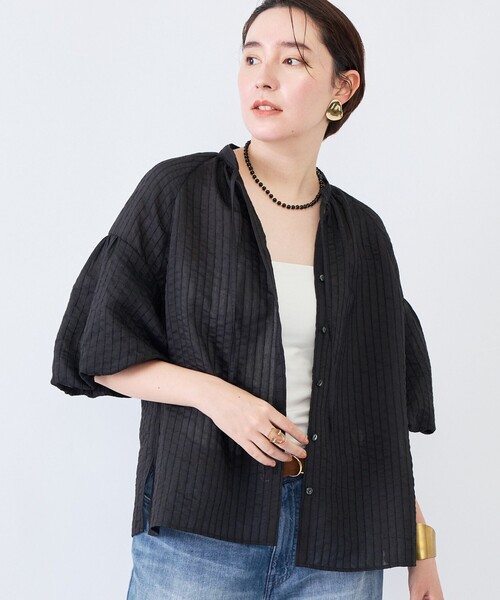 NOLLEY’S(ノーリーズ)の「ウォッシャブルモールストライプブラウス(シャツ/ブラウス・レディース・ブラック/ホワイト/ブラウン系その他2・38)」の7枚目の写真