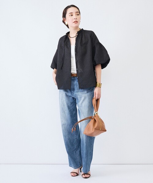 NOLLEY’S(ノーリーズ)の「ウォッシャブルモールストライプブラウス(シャツ/ブラウス・レディース・ブラック/ホワイト/ブラウン系その他2・38)」の5枚目の写真