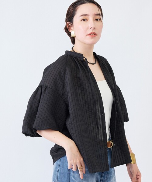 NOLLEY’S(ノーリーズ)の「ウォッシャブルモールストライプブラウス(シャツ/ブラウス・レディース・ブラック/ホワイト/ブラウン系その他2・38)」の4枚目の写真