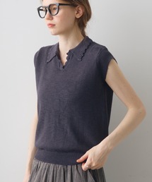 Crisp | scallop polo summer knit / スカラップポロサマーニット(ニット/セーター)