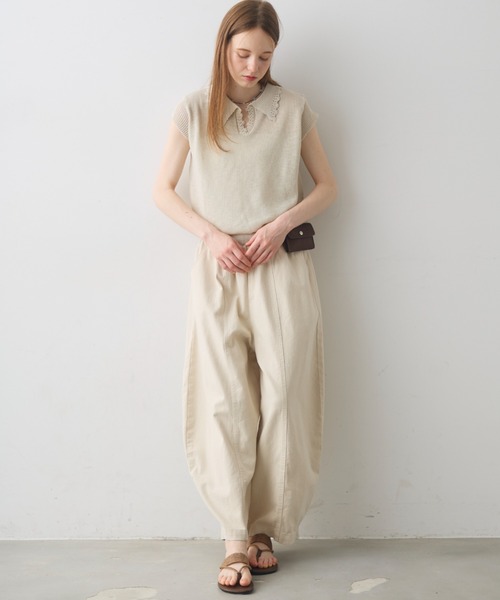 Crisp(クリスプ)の「scallop polo summer knit / スカラップポロサマーニット(ニット/セーター・レディース・アイボリー/ダークグレー・FREE)」の19枚目の写真