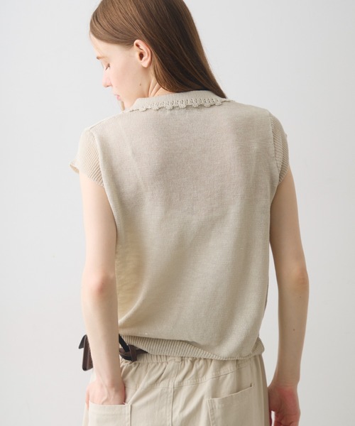Crisp(クリスプ)の「scallop polo summer knit / スカラップポロサマーニット(ニット/セーター・レディース・アイボリー/ダークグレー・FREE)」の17枚目の写真