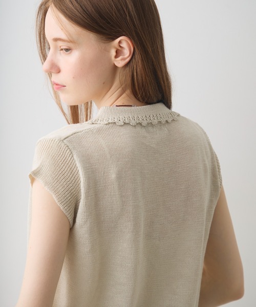 Crisp(クリスプ)の「scallop polo summer knit / スカラップポロサマーニット(ニット/セーター・レディース・アイボリー/ダークグレー・FREE)」の18枚目の写真