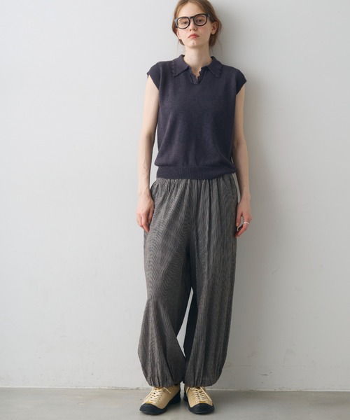 Crisp(クリスプ)の「scallop polo summer knit / スカラップポロサマーニット(ニット/セーター・レディース・アイボリー/ダークグレー・FREE)」の10枚目の写真