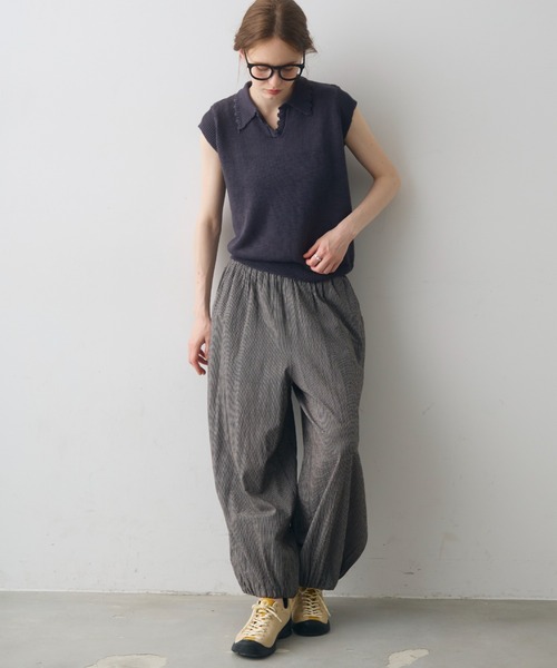 Crisp(クリスプ)の「scallop polo summer knit / スカラップポロサマーニット(ニット/セーター・レディース・アイボリー/ダークグレー・FREE)」の11枚目の写真