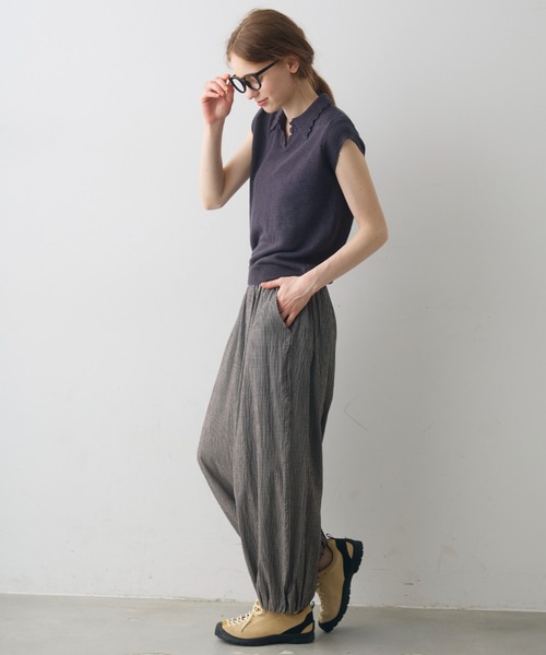 Crisp(クリスプ)の「scallop polo summer knit / スカラップポロサマーニット(ニット/セーター・レディース・アイボリー/ダークグレー・FREE)」の12枚目の写真
