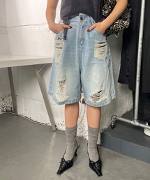ダメージデニムハーフパンツ