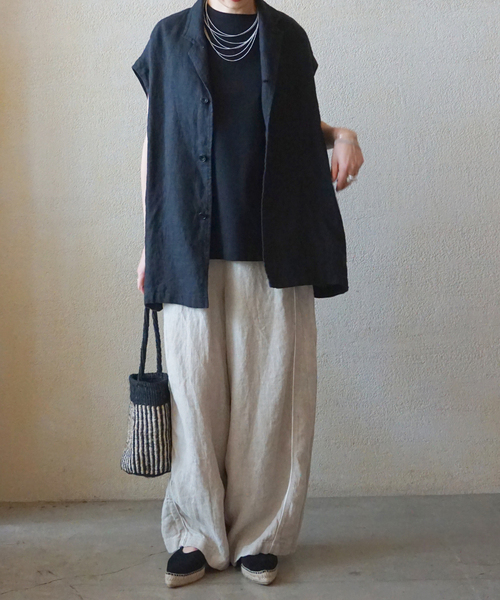 JOURNAL STANDARD LUXE(ジャーナルスタンダード ラックス)の「スワイジャージ キャップスリーブプルオーバー(Tシャツ/カットソー・レディース・ホワイト/ブラック系その他/ブラック・FREE)」の7枚目の写真