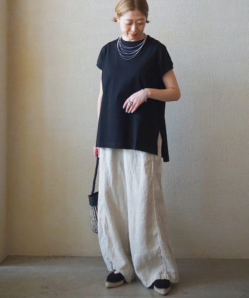 JOURNAL STANDARD LUXE(ジャーナルスタンダード ラックス)の「スワイジャージ キャップスリーブプルオーバー(Tシャツ/カットソー・レディース・ホワイト/ブラック系その他/ブラック・FREE)」の9枚目の写真