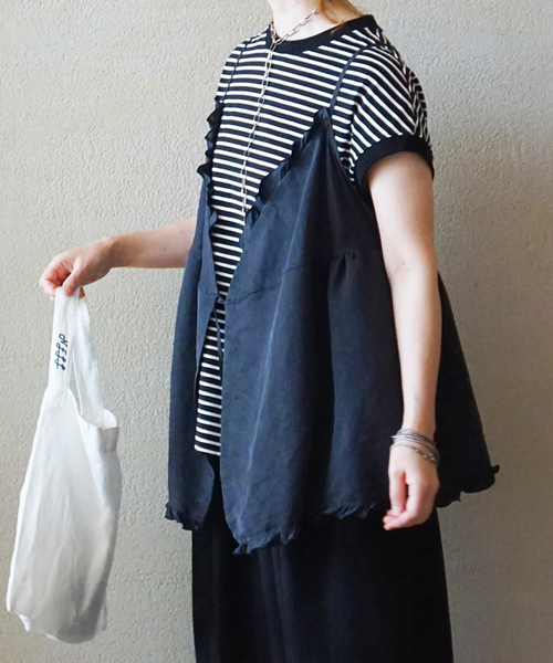JOURNAL STANDARD LUXE(ジャーナルスタンダード ラックス)の「スワイジャージ キャップスリーブプルオーバー(Tシャツ/カットソー・レディース・ホワイト/ブラック系その他/ブラック・FREE)」の10枚目の写真