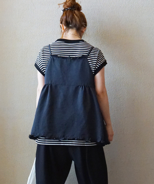 JOURNAL STANDARD LUXE(ジャーナルスタンダード ラックス)の「スワイジャージ キャップスリーブプルオーバー(Tシャツ/カットソー・レディース・ホワイト/ブラック系その他/ブラック・FREE)」の12枚目の写真