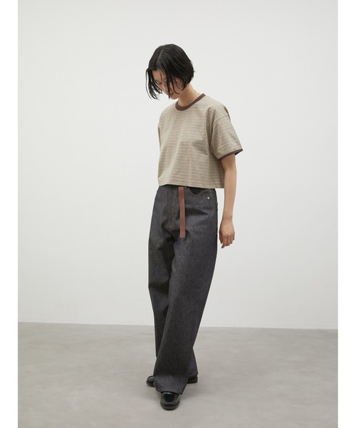 LA PEAU DE GEM(ラポドゥジェム)の「【LA PEAU DE GEM】ringer border tee/リンガーボーダーT(Tシャツ/カットソー・レディース・ブラウン/グリーン・FREE)」の12枚目の写真