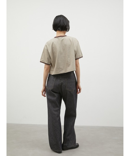 LA PEAU DE GEM(ラポドゥジェム)の「【LA PEAU DE GEM】ringer border tee/リンガーボーダーT(Tシャツ/カットソー・レディース・ブラウン/グリーン・FREE)」の13枚目の写真