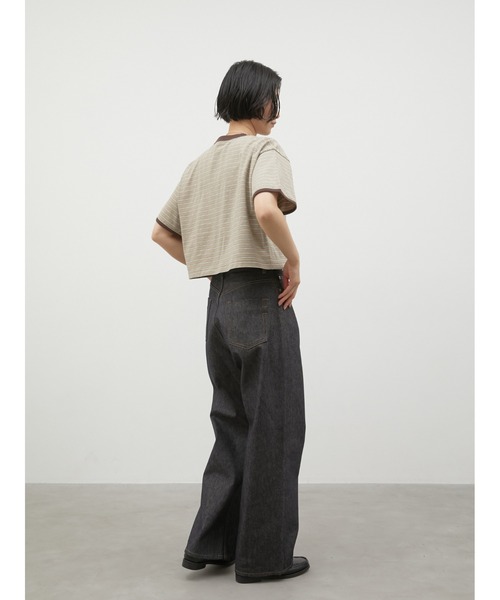 LA PEAU DE GEM(ラポドゥジェム)の「【LA PEAU DE GEM】ringer border tee/リンガーボーダーT(Tシャツ/カットソー・レディース・ブラウン/グリーン・FREE)」の14枚目の写真