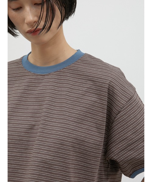 LA PEAU DE GEM(ラポドゥジェム)の「【LA PEAU DE GEM】ringer border tee/リンガーボーダーT(Tシャツ/カットソー・レディース・ブラウン/グリーン・FREE)」の16枚目の写真