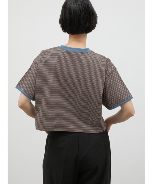 LA PEAU DE GEM(ラポドゥジェム)の「【LA PEAU DE GEM】ringer border tee/リンガーボーダーT(Tシャツ/カットソー・レディース・ブラウン/グリーン・FREE)」の17枚目の写真