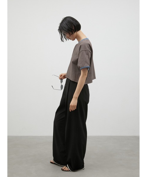 LA PEAU DE GEM(ラポドゥジェム)の「【LA PEAU DE GEM】ringer border tee/リンガーボーダーT(Tシャツ/カットソー・レディース・ブラウン/グリーン・FREE)」の10枚目の写真