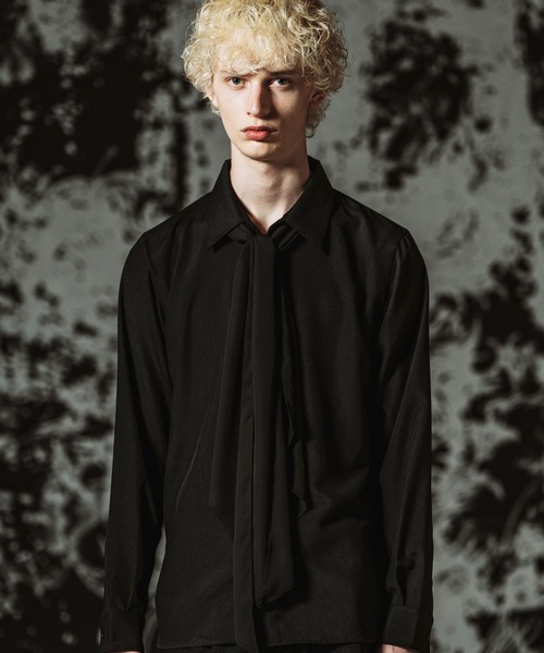 NO ID.(ノーアイディ)の「【NO ID.】Fly Front Scarf Shirt / フライフロントスカーフシャツ(シャツ/ブラウス・メンズ・ホワイト/ブラック/その他5・1/2)」の3枚目の写真