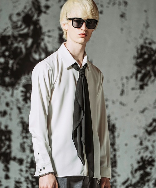 NO ID.(ノーアイディ)の「【NO ID.】Fly Front Scarf Shirt / フライフロントスカーフシャツ(シャツ/ブラウス・メンズ・ホワイト/ブラック/その他5・1/2)」の4枚目の写真