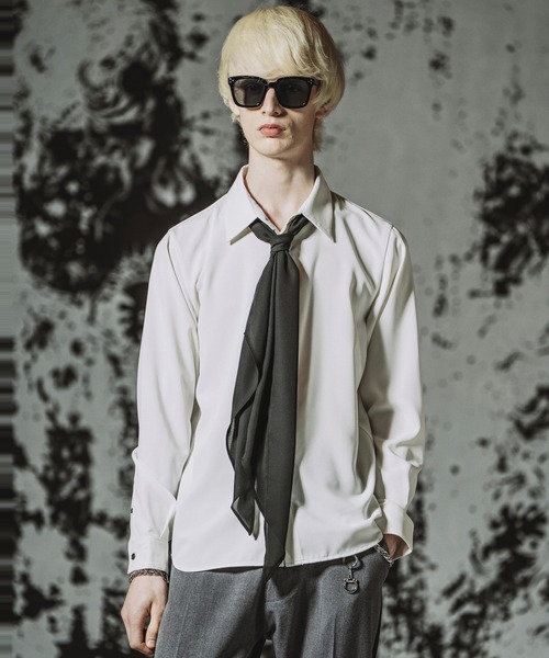 NO ID.(ノーアイディ)の「【NO ID.】Fly Front Scarf Shirt / フライフロントスカーフシャツ(シャツ/ブラウス・メンズ・ホワイト/ブラック/その他5・1/2)」の7枚目の写真