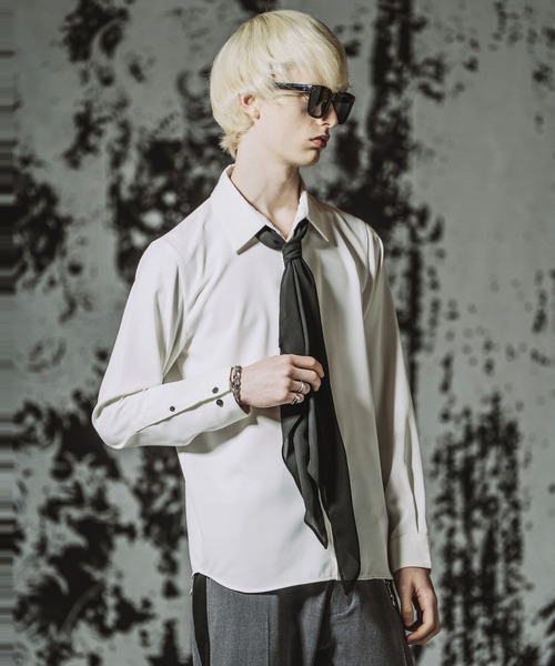 NO ID.(ノーアイディ)の「【NO ID.】Fly Front Scarf Shirt / フライフロントスカーフシャツ(シャツ/ブラウス・メンズ・ホワイト/ブラック/その他5・1/2)」の9枚目の写真