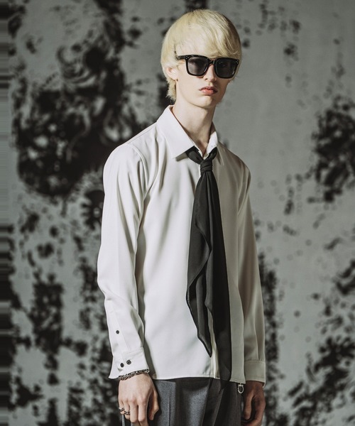 NO ID.(ノーアイディ)の「【NO ID.】Fly Front Scarf Shirt / フライフロントスカーフシャツ(シャツ/ブラウス・メンズ・ホワイト/ブラック/その他5・1/2)」の10枚目の写真