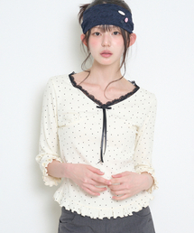 ドットレースTシャツアイボリー